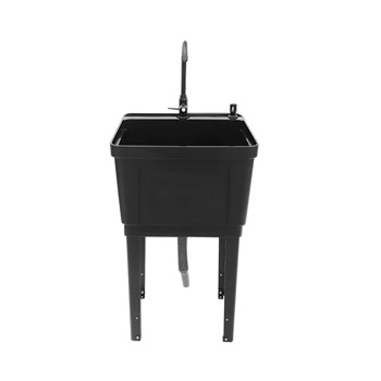 A3- 黑色塑料洗衣槽 Freestanding Plastic Utility Sink Laundry Tub Wash Bowl Laundry Sink with Faucet